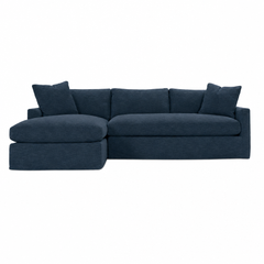 Bradford Slipcovered Sectional in Sapphire chenille - Hand-Built USA chaise sectional by Rowe - Whats New Furniture Portland OR