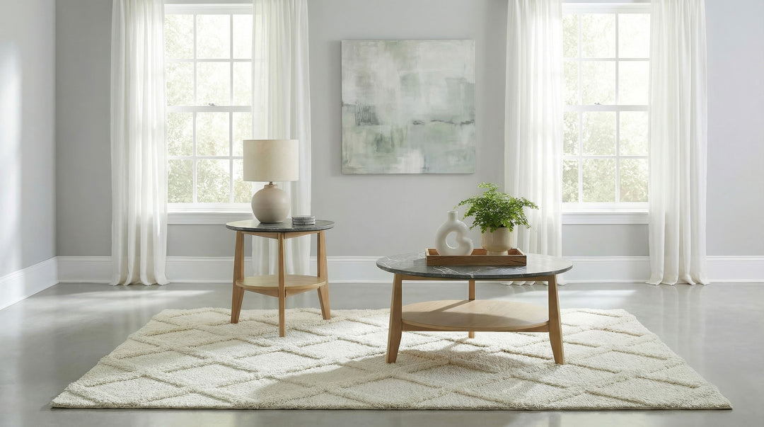 Bradley 2-Piece Round SmartTop Coffee Table Set Grey and Natural - What&