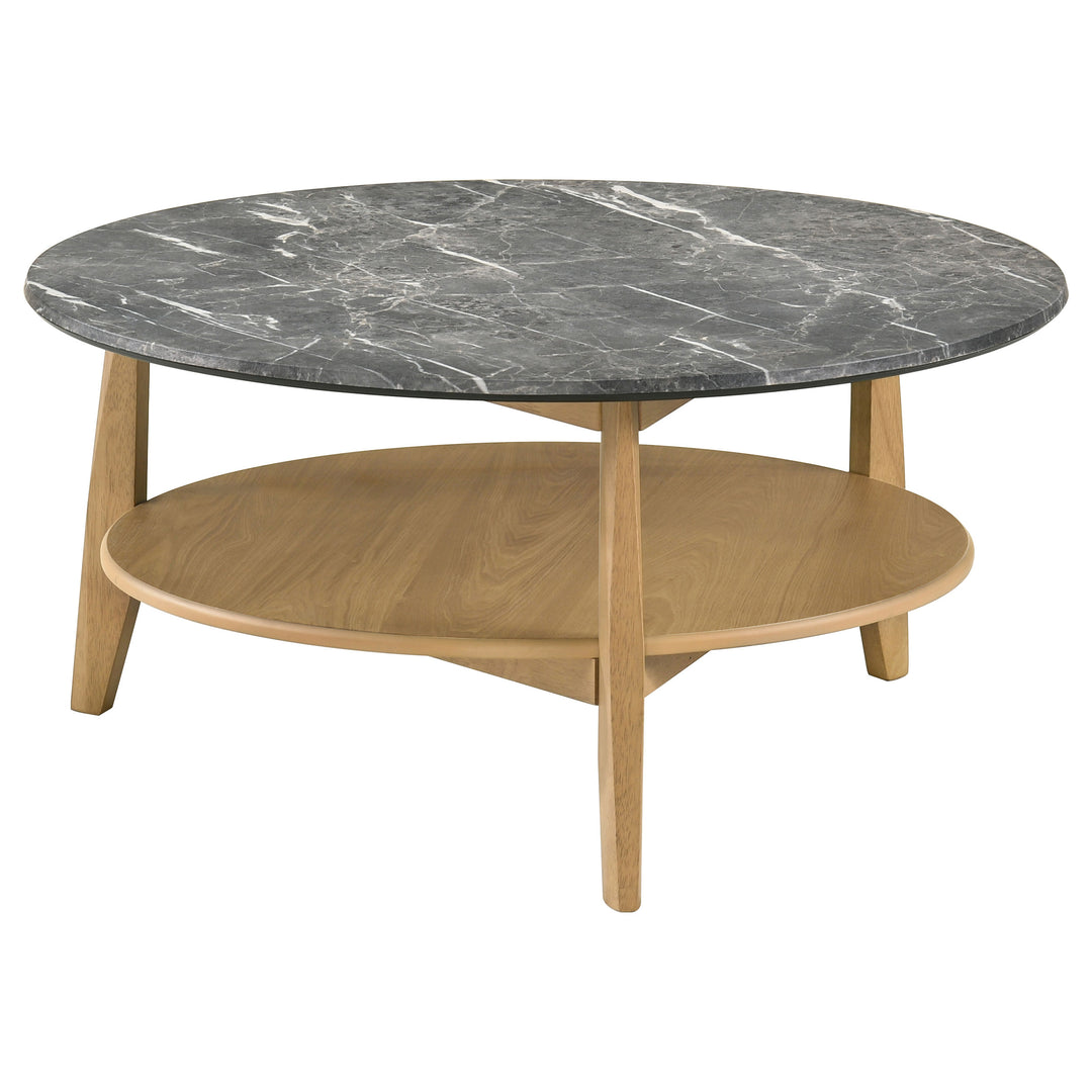 Bradley 2-Piece Round SmartTop Coffee Table Set Grey and Natural - What&