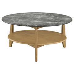 Bradley 2-Piece Round SmartTop Coffee Table Set Grey and Natural - What&