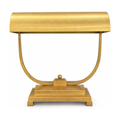 Brass Art Deco table lamp with geometric metal lines - Whats New Furniture Portland OR