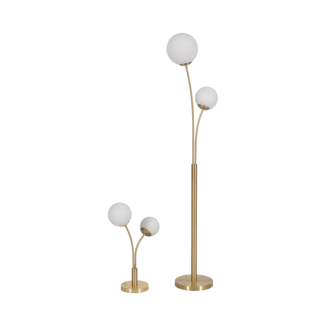 Brass Double Globe Floor &amp; Table Lamp Set, Set of 2 angled view - floor lamp by Sagebrook Home - Whats New Furniture Portland OR