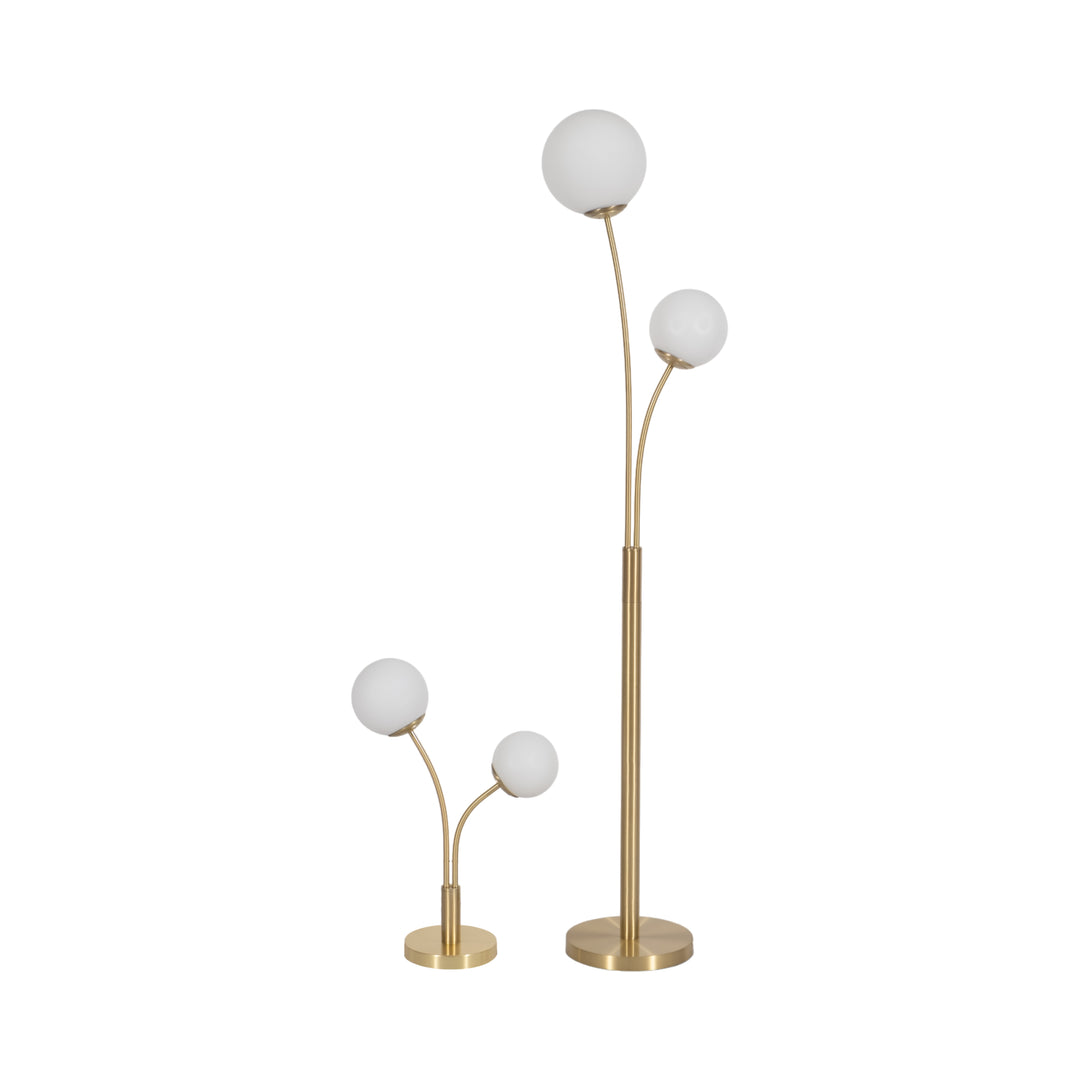 Brass Double Globe Floor &amp; Table Lamp Set, Set of 2 front view - floor lamp by Sagebrook Home - Whats New Furniture Portland OR