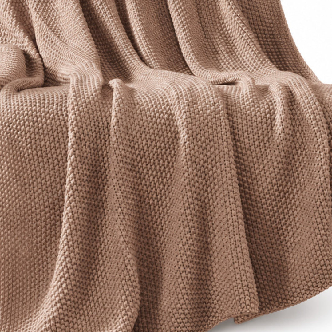 Bree Knit Throw in Brown texture detail - throw blanket by Olliix - Whats New Furniture Portland OR