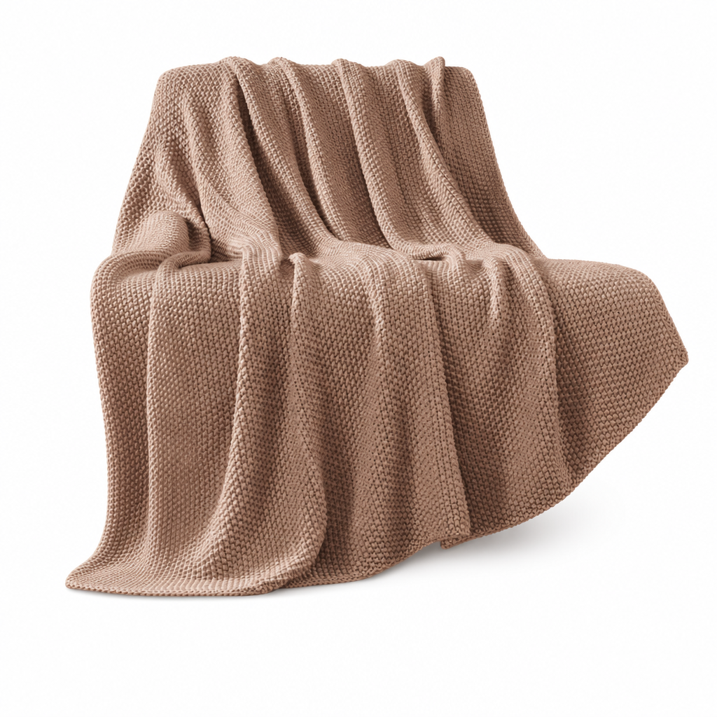 Bree Knit Throw in Brown front view - throw blanket by Olliix - Whats New Furniture Portland OR