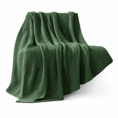 Bree Knit Throw in Green front view - throw blanket by Olliix - Whats New Furniture Portland OR