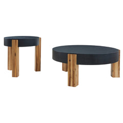 Breenmore Table in Black/Natural - coffee and end table set by Ashley - Whats New Furniture Portland OR