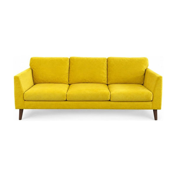 Bright Yellow sofa with a low straight back and slim arms - Whats New Furniture Portland OR