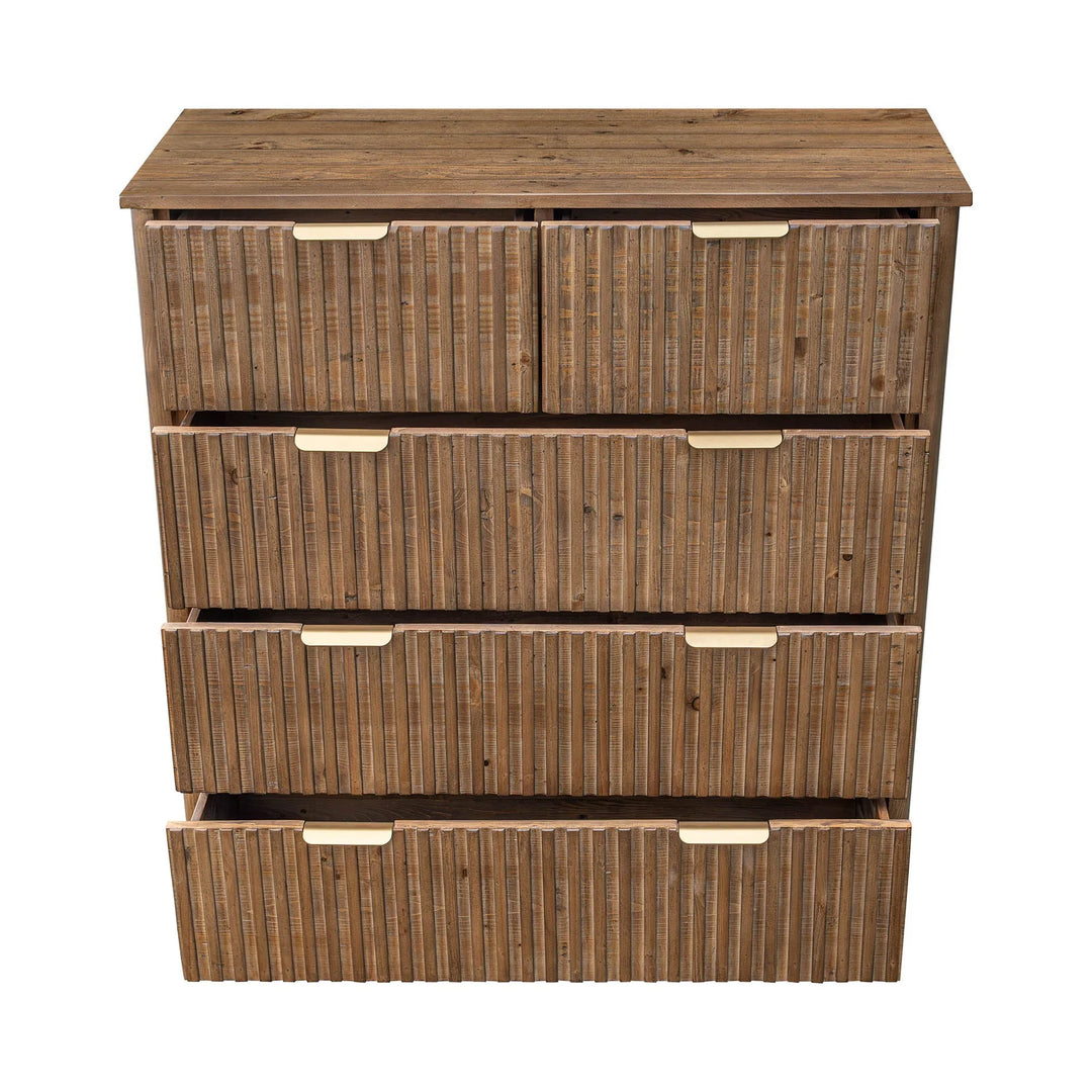 Britanica 5 Drawer Chest in Brown side angle - five drawer chest by LH Imports - Whats New Furniture Portland OR