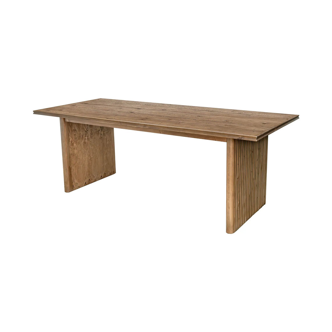 Britanica Dining Table in brown side angle - reclaimed pine dining table by LH Imports - Whats New Furniture Portland OR