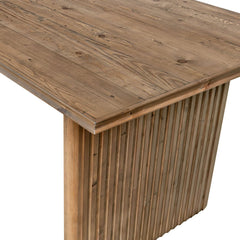Britanica Dining Table in brown corner detail - reclaimed pine dining table by LH Imports - Whats New Furniture Portland OR