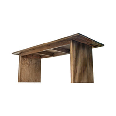 Britanica Dining Table in brown detail view - reclaimed pine dining table by LH Imports - Whats New Furniture Portland OR