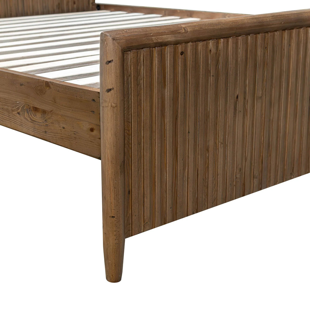 Britanica Queen Bed Frame in Brown footboard detail - queen bed frame by LH Imports - Whats New Furniture Portland OR
