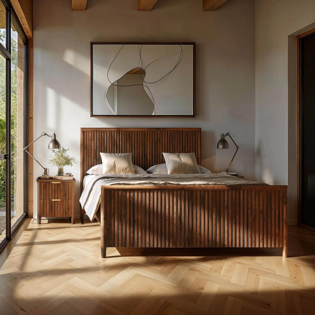 Britanica Queen Bed Frame in Brown room setting - queen bed frame by LH Imports - Whats New Furniture Portland OR