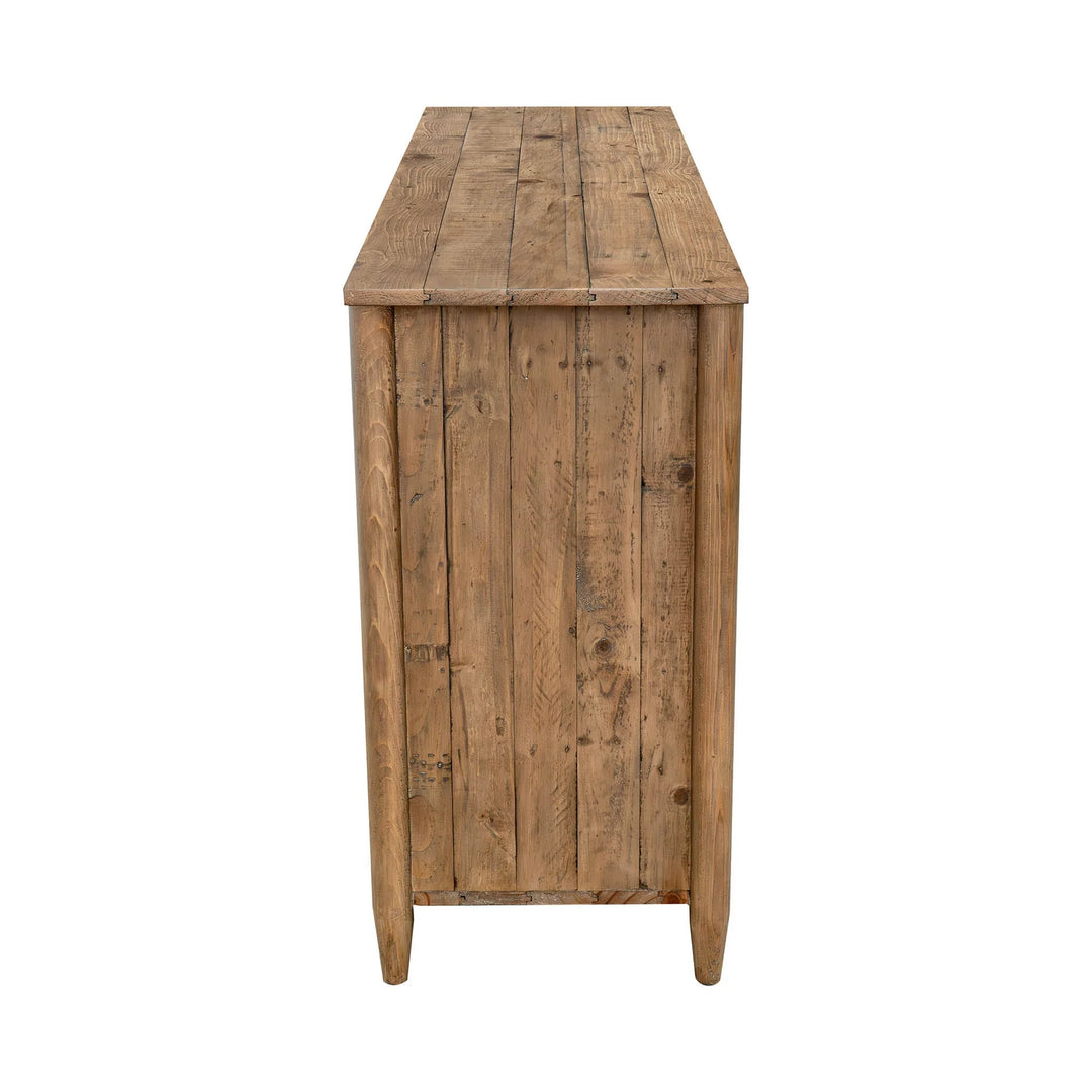 Britanica Sideboard in Brown side view - reclaimed pine sideboard by LH Imports - Whats New Furniture Portland OR