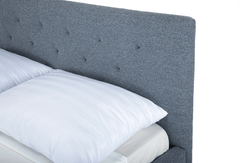 Broadway Queen Bed Frame in Agnes Beige alternate angle - tufted upholstered queen bed private label - Whats New Furniture Portland OR