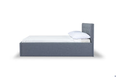 Broadway Queen Bed Frame in Agnes Beige configuration shot - tufted upholstered queen bed private label - Whats New Furniture Portland OR