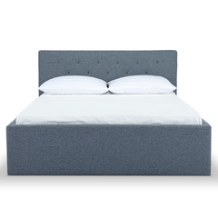 Broadway Queen Bed Frame in Agnes Beige - tufted upholstered queen bed private label - Whats New Furniture Portland OR