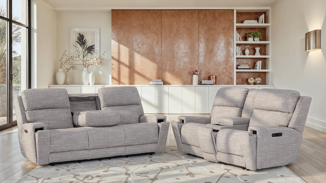 Broken Top reclining sofa styled in a living room setting