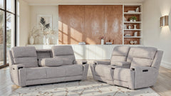 Broken Top reclining sofa styled in a living room setting