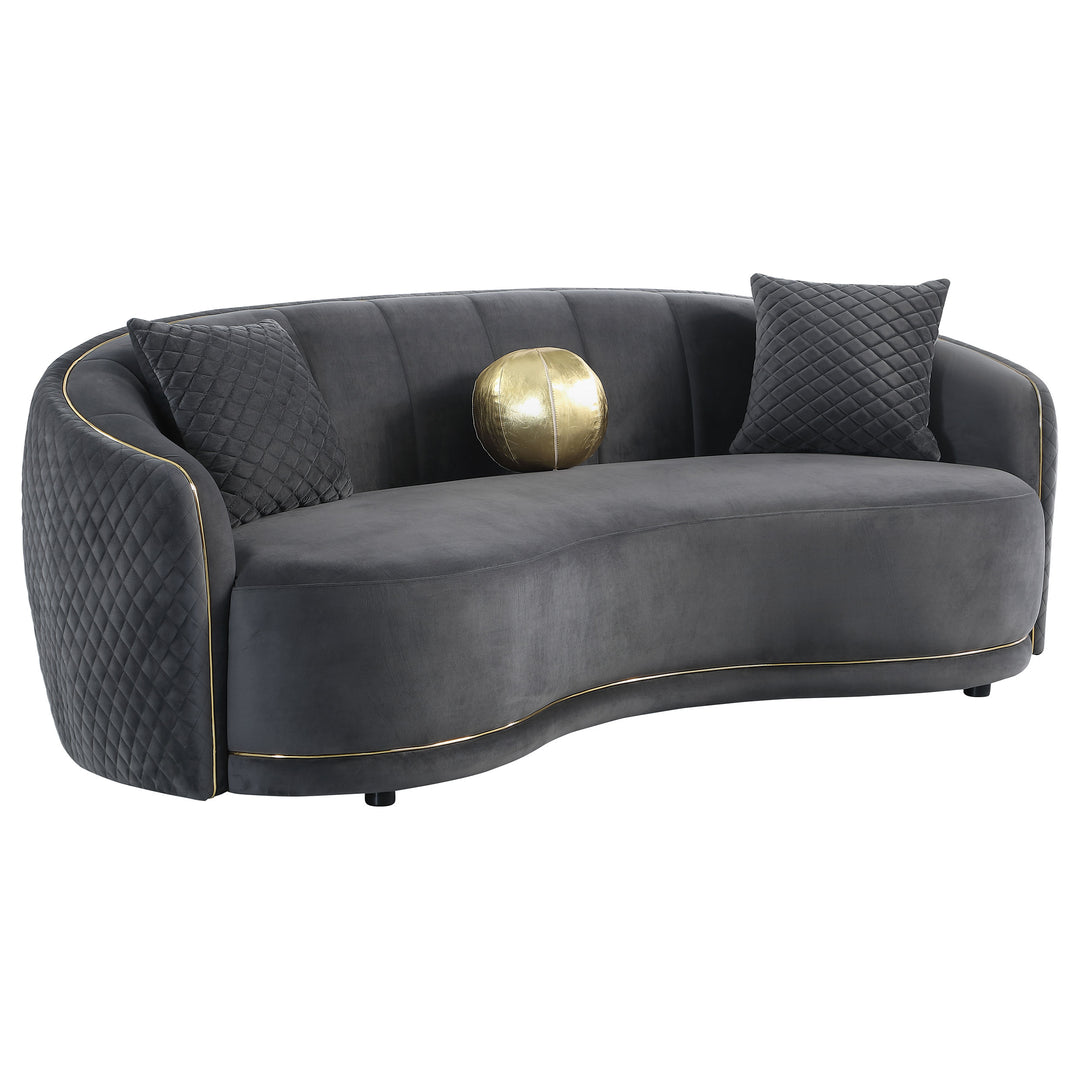 Brookside Velvet Upholstered Curved Sofa Dark Grey - What&