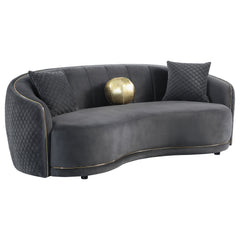Brookside Velvet Upholstered Curved Sofa Dark Grey - What&
