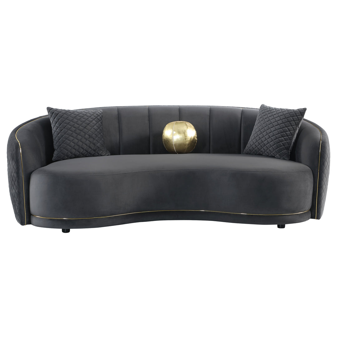 Brookside Velvet Upholstered Curved Sofa Dark Grey - What&