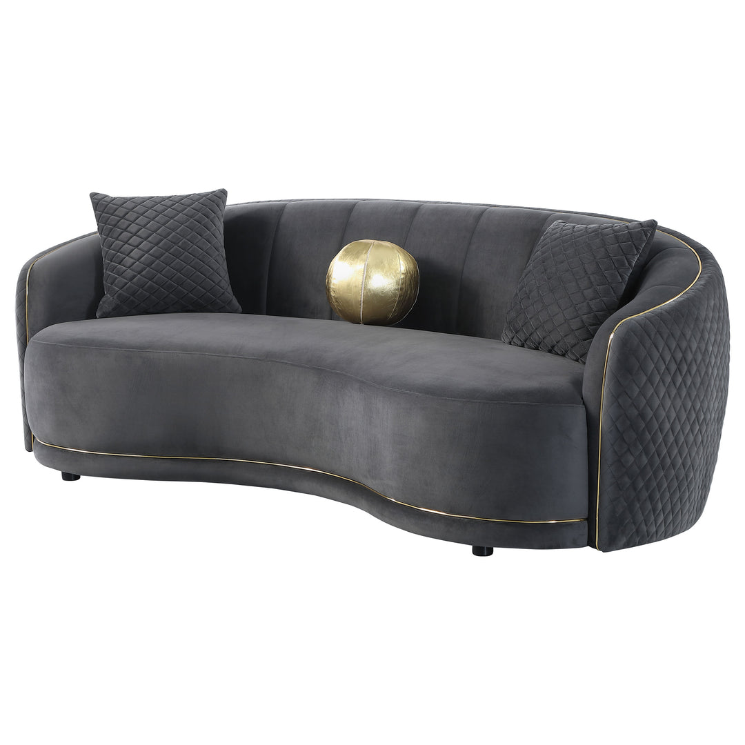 Brookside Velvet Upholstered Curved Sofa Dark Grey - What&