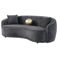 Brookside Velvet Upholstered Curved Sofa Dark Grey - What&