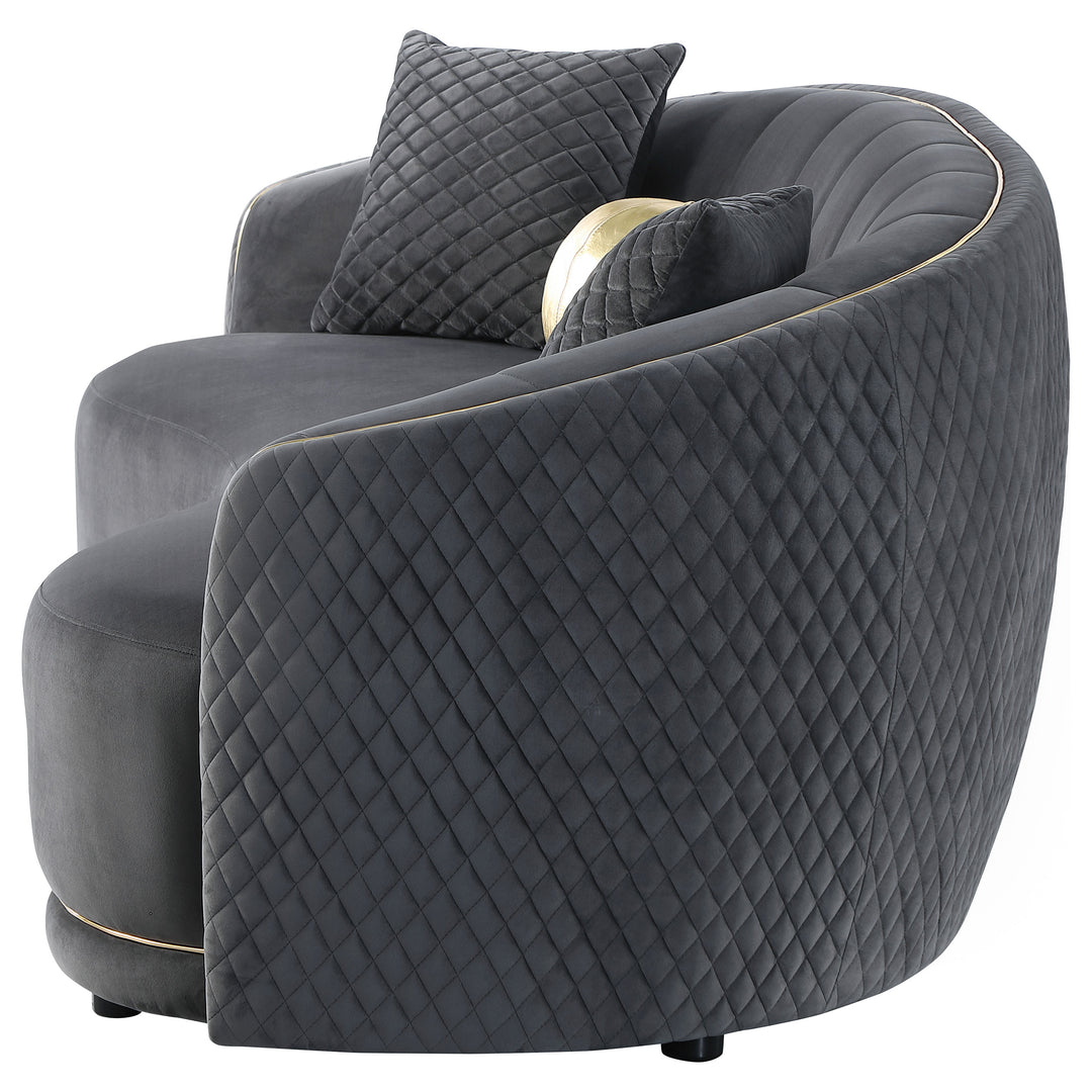 Brookside Velvet Upholstered Curved Sofa Dark Grey - What&