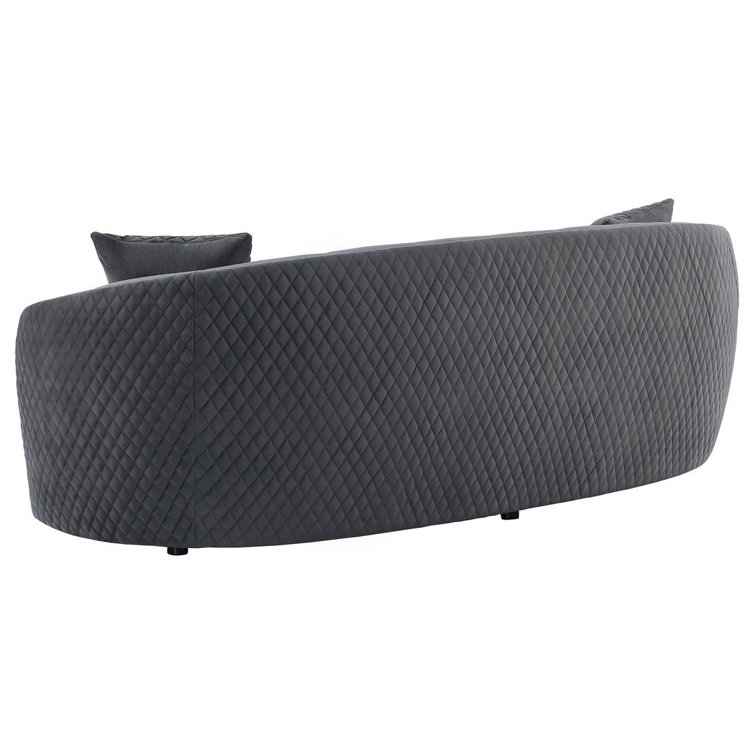 Brookside Velvet Upholstered Curved Sofa Dark Grey - What&