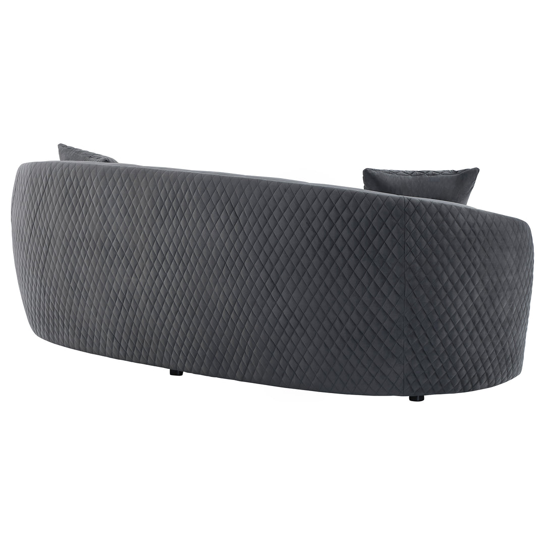 Brookside Velvet Upholstered Curved Sofa Dark Grey - What&