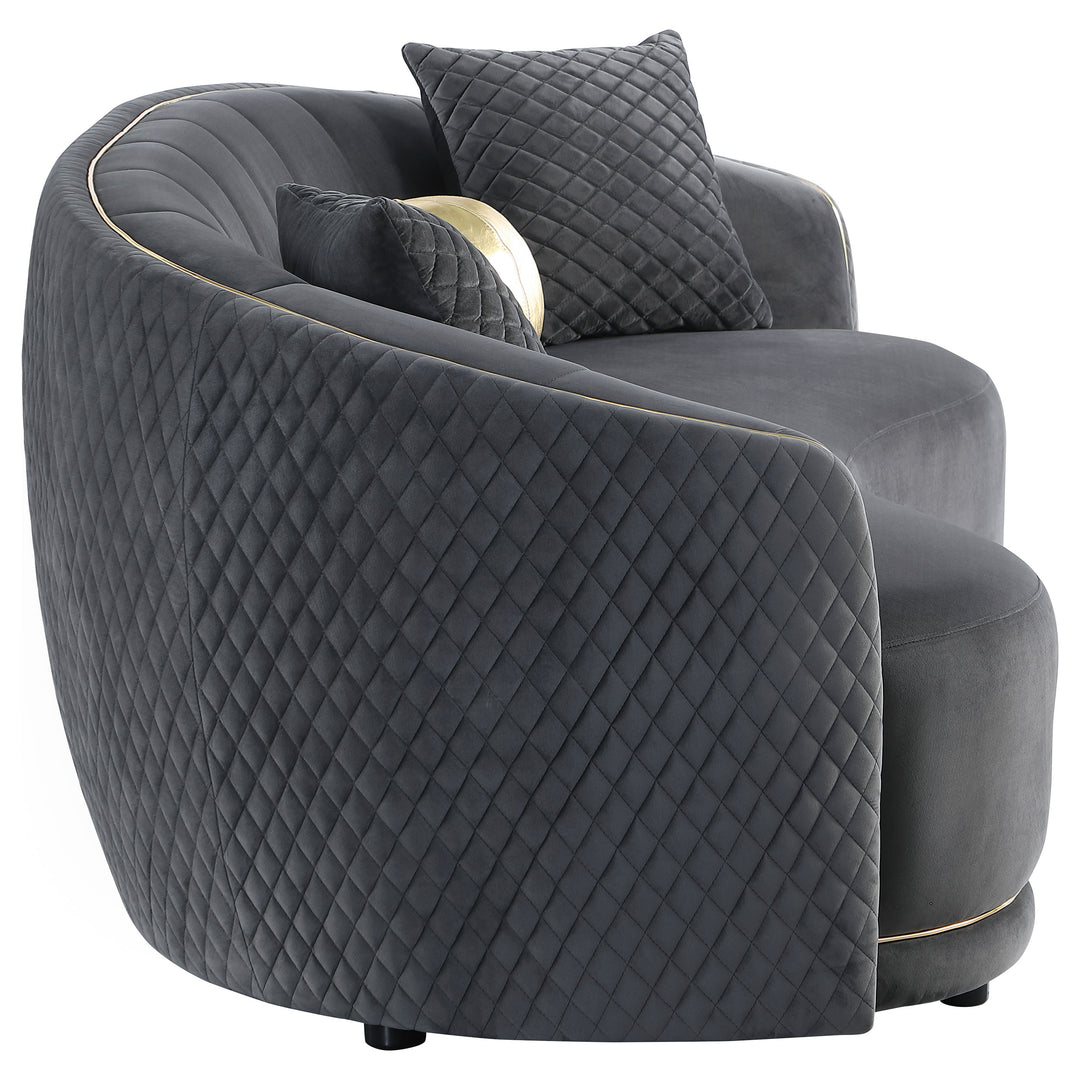 Brookside Velvet Upholstered Curved Sofa Dark Grey - What&