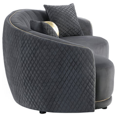 Brookside Velvet Upholstered Curved Sofa Dark Grey - What&
