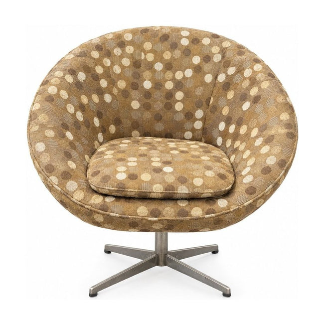 Brown 1950s-style swivel armchair with a metal turning base - Whats New Furniture Portland OR