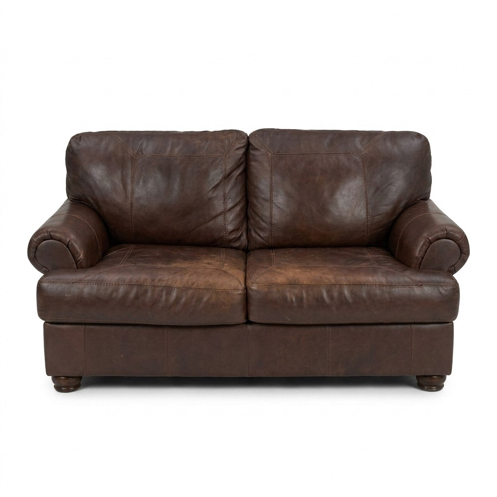 Brown Leather Sofa - consignment furniture Portland