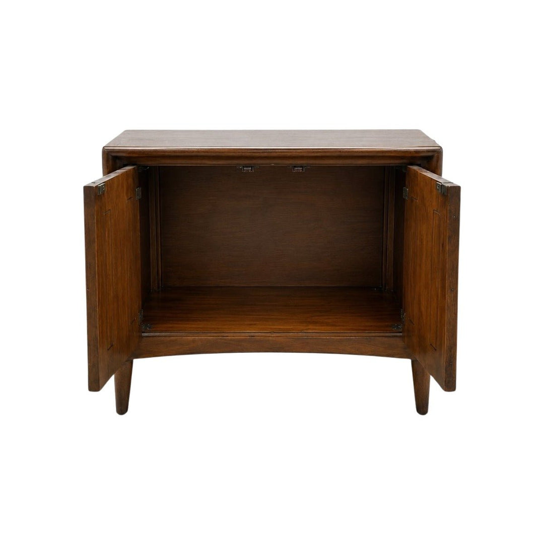 Medium walnut mid-century sideboard with a compact low case by Broyhill - detail view 1