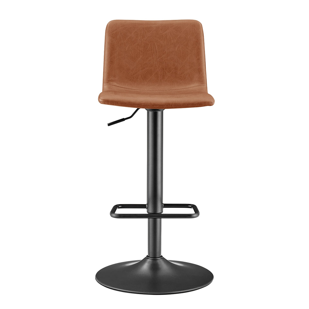 Bruce KD Gaslift Bar Swivel Stool in Toasted Caramel alternate front view - Toasted Caramel gaslift bar stool by NPD - Whats New Furniture Portland OR