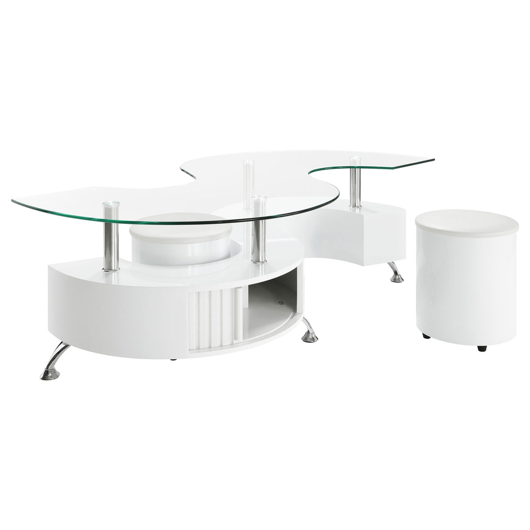 Buckley 3-piece Coffee Table and Stools Set White High Gloss - What&