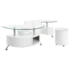 Buckley 3-piece Coffee Table and Stools Set White High Gloss - What&