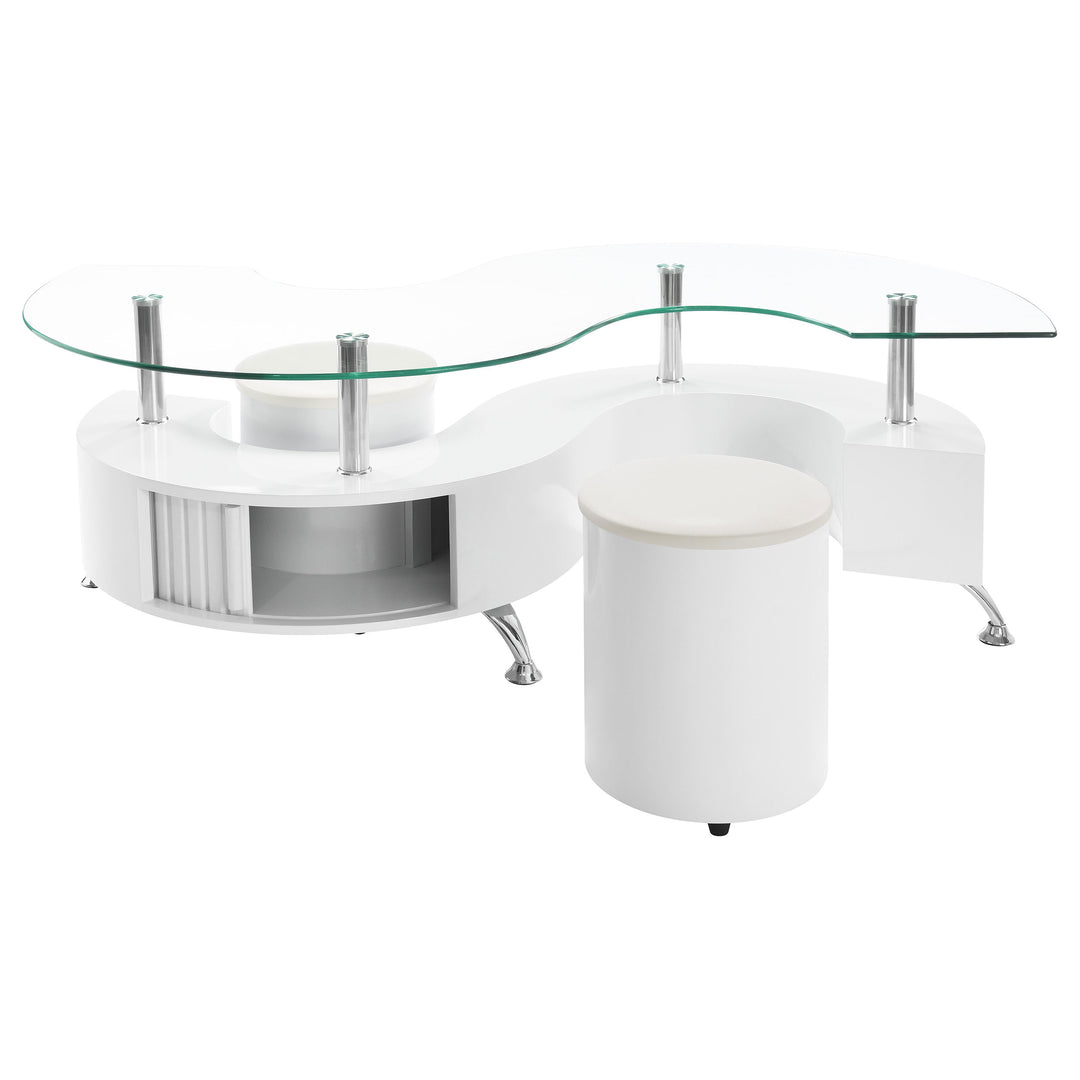 Buckley 3-piece Coffee Table and Stools Set White High Gloss - What&