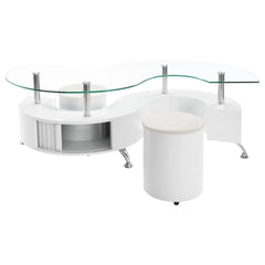 Buckley 3-piece Coffee Table and Stools Set White High Gloss - What&