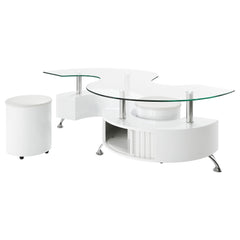 Buckley 3-piece Coffee Table and Stools Set White High Gloss - What&