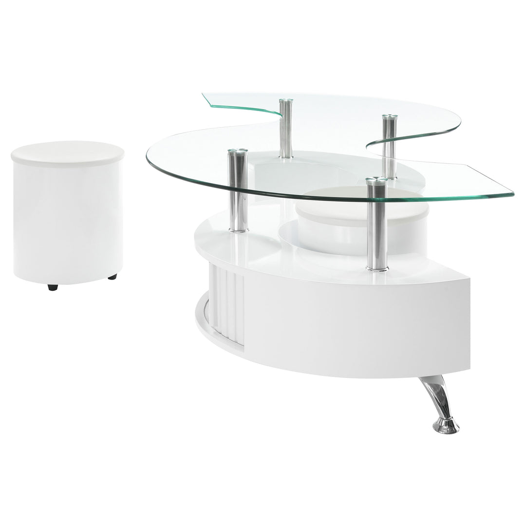 Buckley 3-piece Coffee Table and Stools Set White High Gloss - What&