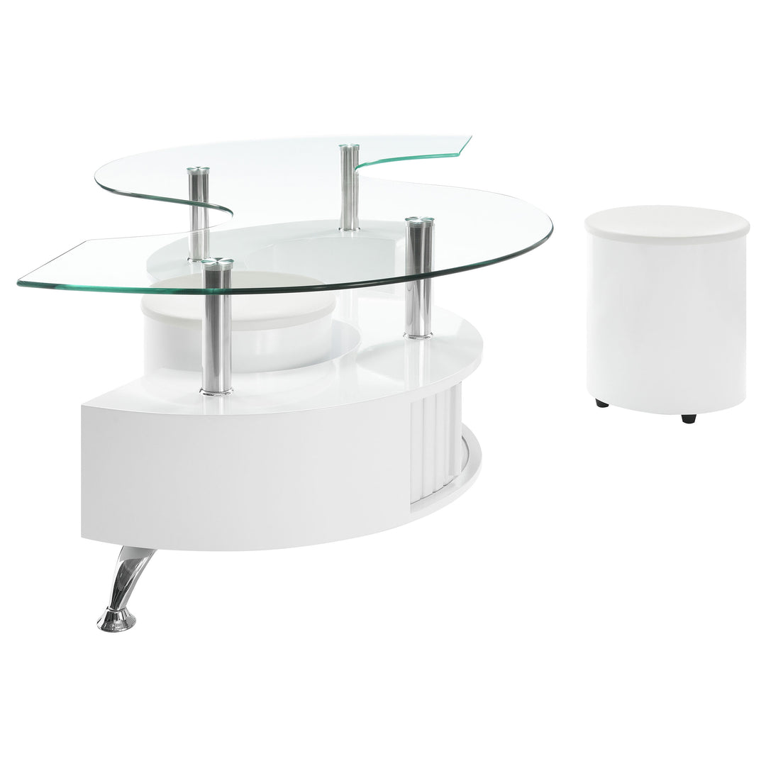 Buckley 3-piece Coffee Table and Stools Set White High Gloss - What&
