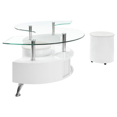 Buckley 3-piece Coffee Table and Stools Set White High Gloss - What&
