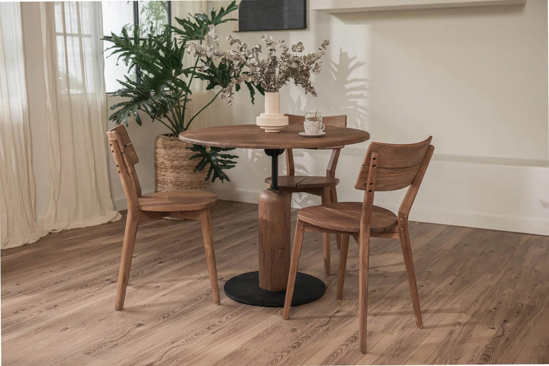 Bullet Bistro Table in Reclaimed Teak &amp; Iron side angle - reclaimed teak bistro table by LH Imports - Whats New Furniture Portland OR