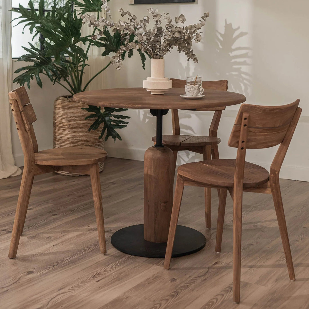 Bullet Bistro Table in Reclaimed Teak &amp; Iron tabletop detail - reclaimed teak bistro table by LH Imports - Whats New Furniture Portland OR