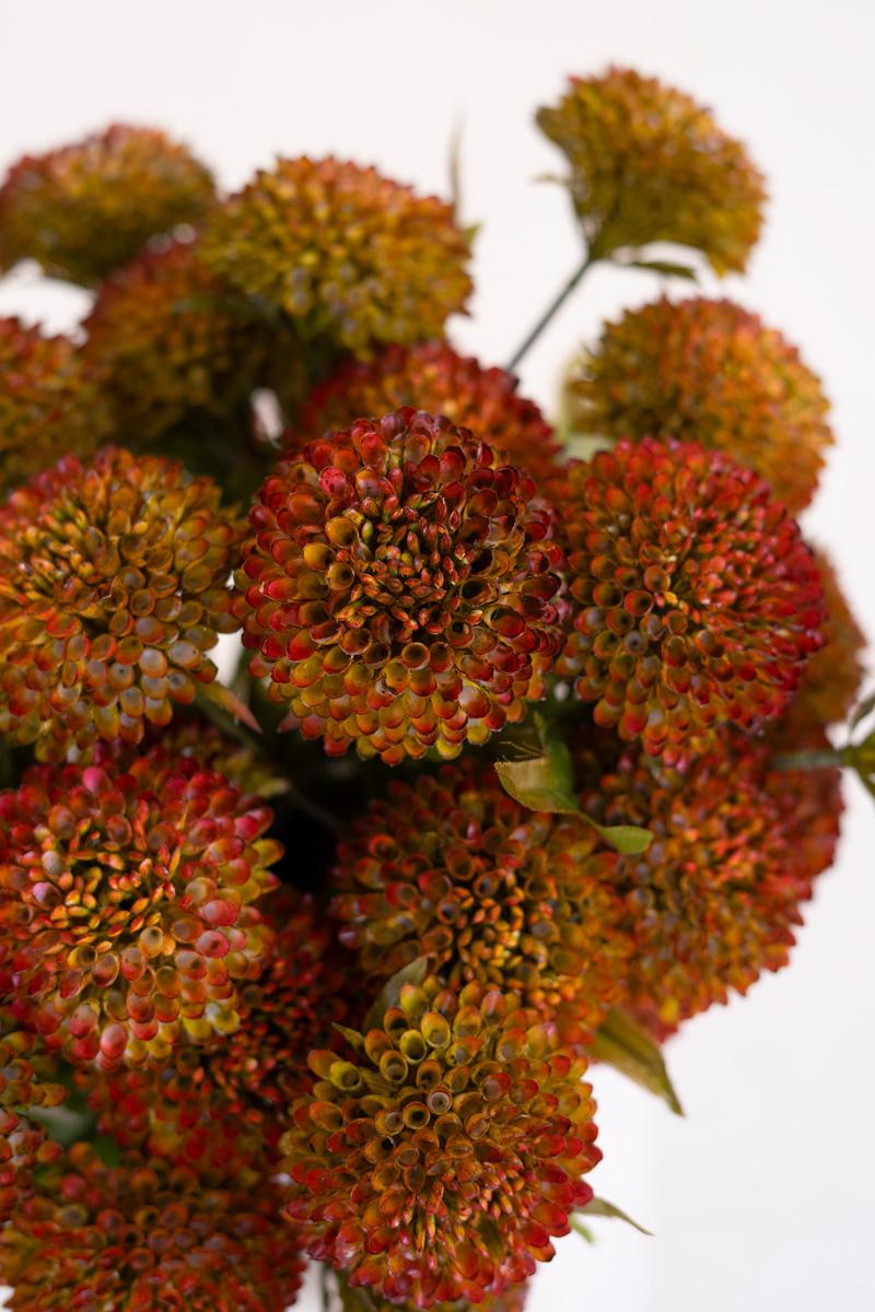 Bundle of 7 Faux Auburn Ball Dahlias — view 4