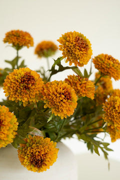 Bundle of 7 Faux Mustard Ball Dahlias — view 8
